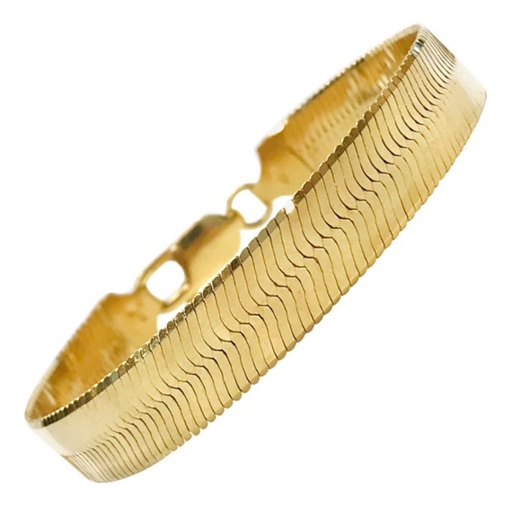 Herringbone 18K Gold plated bronze bracelet - Picture 3 of 5